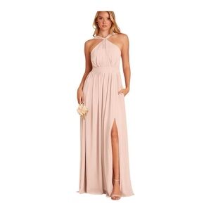 Birdy Grey KIKO Maxi Dress Mesh Pale Blush Bridesmaid Dress Size S